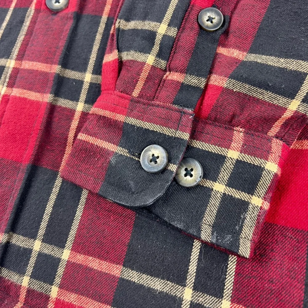 Towncraft Flannel Jacket Shacket Men's‎ MEDIUM Red Black Plaid Quilted Pockets